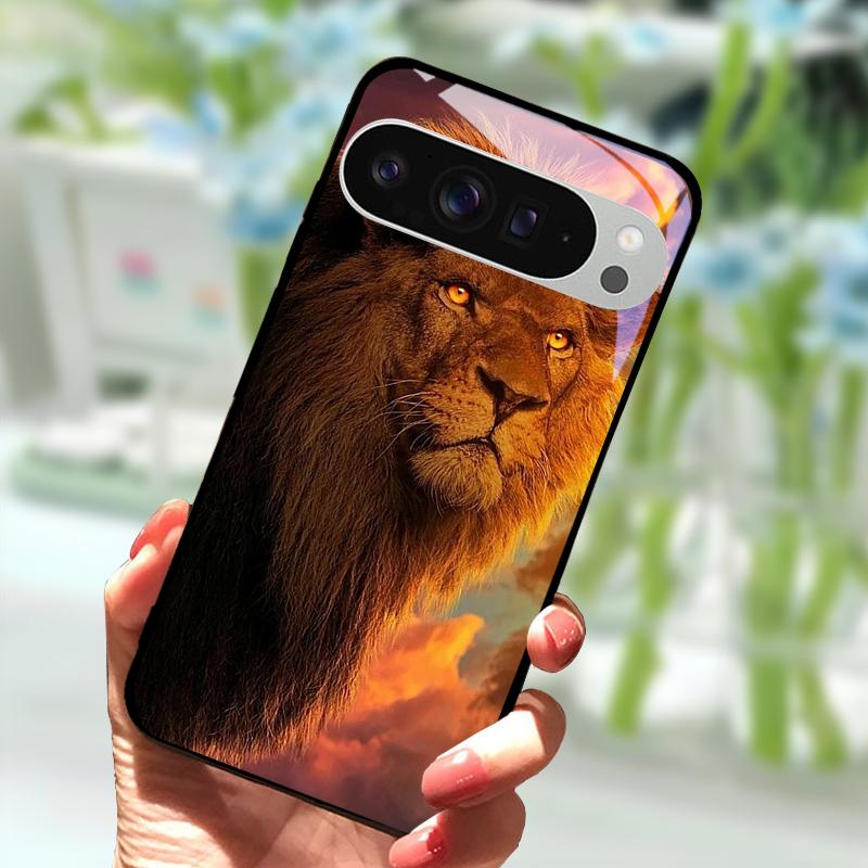 Модный Стеклянный Чехол Для Google Pixel 9 Pro XL Закаленное Стекло Черная Крышка Телефона Для Google Pixel 9a Pixel9 Funda Защитные Чехлы