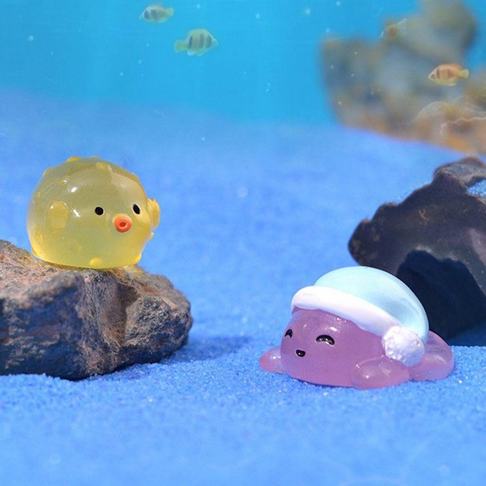 Mini Luminous Sea Animal Ornaments Resin Craft Mini Animal Ornaments Sea Animal Model Car Supplies