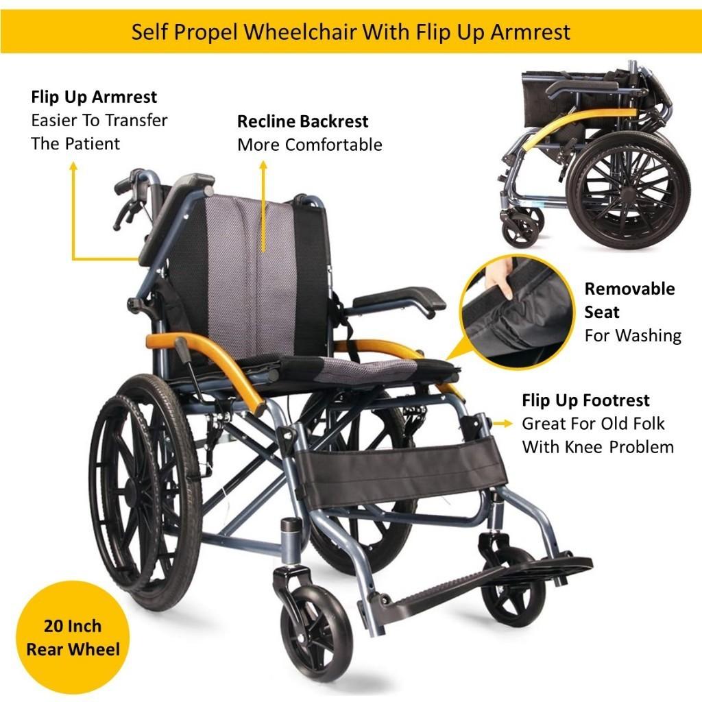 Portable And Foldable Self Propel Lightweight Wheelchair Travel Push Chair