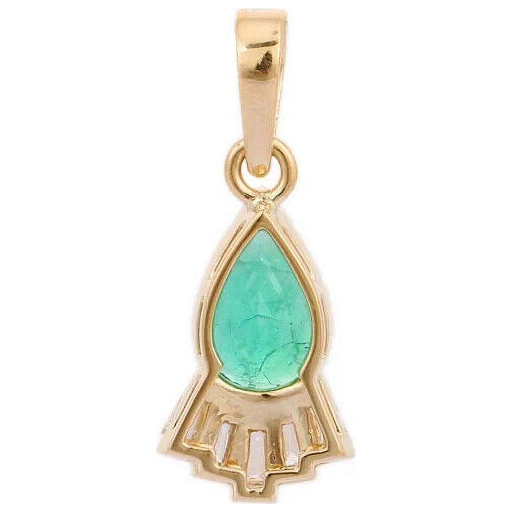 Подвеска из желтого золота 18 карат с изумрудом - Подвеска из белого сапфира и изумруда