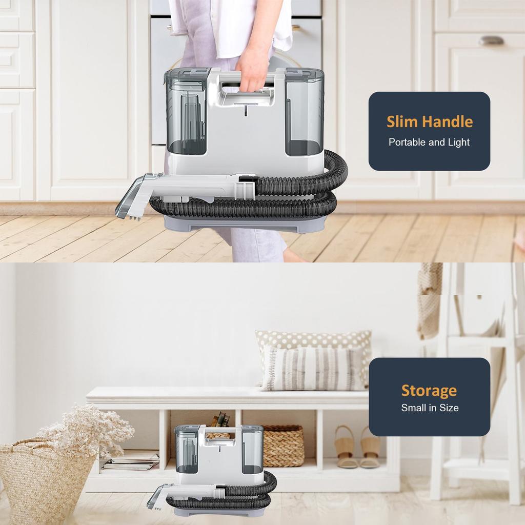 Ручной пылесос для ковров 400 Вт 9 кПа Портативный пятновыводитель для автомобиля дивана шерсти домашних животных Распыление Всасывание Интегрированная машина для чистки обивки