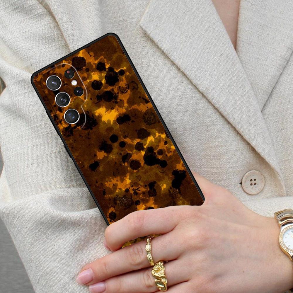 Tortoise Shell Pattern Marble Cell Phone Case for Samsung Galaxy S26 Ultra S25 S24 S23 S22 S21 S20 Note10 Cover