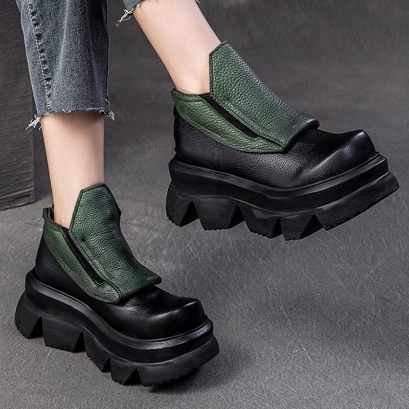 Женские ботильоны на платформе, кожаные, на среднем каблуке, дизайнерская обувь 2025 года, трендовая зимняя обувь нового бренда, оксфорды, готические ботинки Botas De Mujer