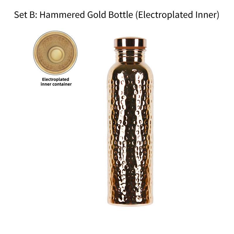 800ml 27oz Hammered Copper Water Bottle Drinking Durable Reusable Outdoor Sports Travel Electroplated Flask Tumbler with Brush