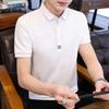 Summer Pure Cotton Men's Short-sleeved T-shirt Breathable Striped Business Top Casual Lapel POLO Shirt Thin Section