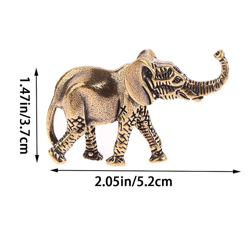 Antique Bronze Minature Elephant Figurines Tea Pet Table Ornament Decoration