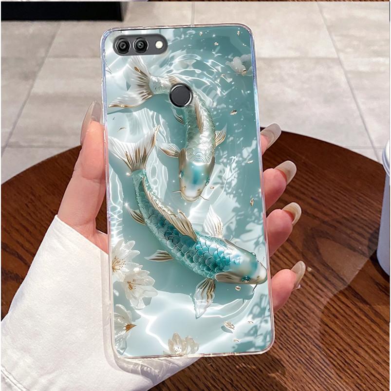 Чехол для Huawei Y9 2018 FLA-LX1 Y9 2018 Чехол Прозрачный Роскошный Милый Сердце Любви Кролик Забавный ТПУ Мягкий Силикон Чехол для Телефона Задняя Крышка