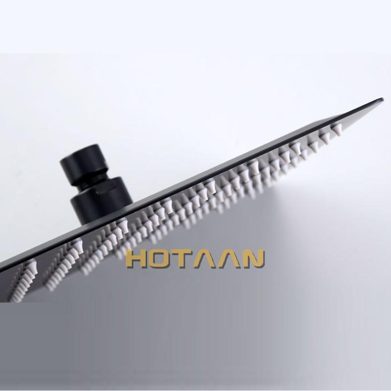 . Черная 8-дюймовая квадратная верхняя душевая лейка 20x20 см, нержавеющая сталь, душевая лейка для ванной комнаты Chuveiro