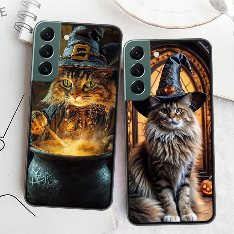 Магический кошачий чехол на Хэллоуин для Samsung Galaxy S22 S25 Ultra S21 S10 Plus S26 Edge S20 S23 S24 FE Чехол Силиконовый Мягкий ТПУ