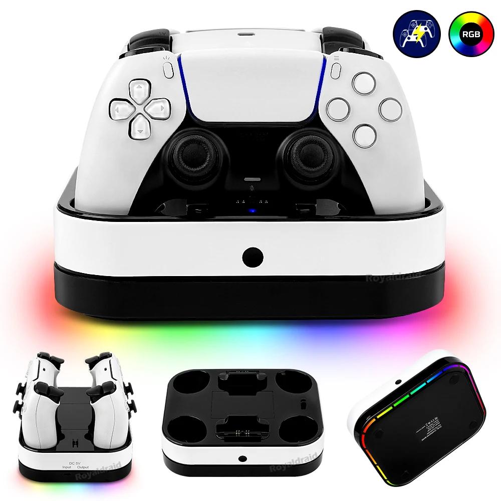 Для контроллера PS5 Двойная зарядная станция RGB Быстрая зарядка для PS5 Двойной беспроводной геймпад Зарядное устройство-подставка
