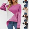 Personalized Round Neck Color Blocked Women's Knitted Sweater Loose Plus Size Pullover Sweater For Women