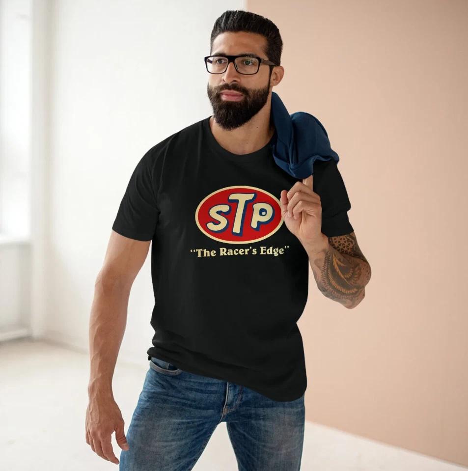 STP Racing Team Oil Logo Men's Black T-shirt