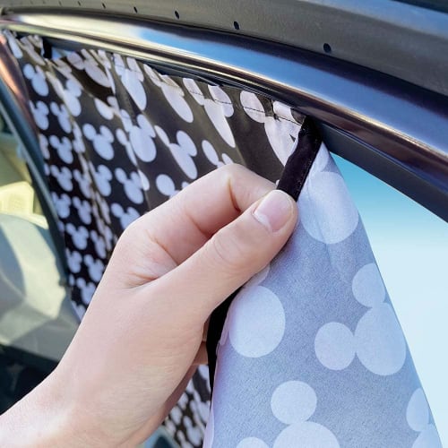 Napolex Car Curtains, 2 Pieces, Strong Magnets, Easy Installation, UV97% Protection, UV Protection, Mickey Silhouette Pattern, Car Supplies, Disney Mi