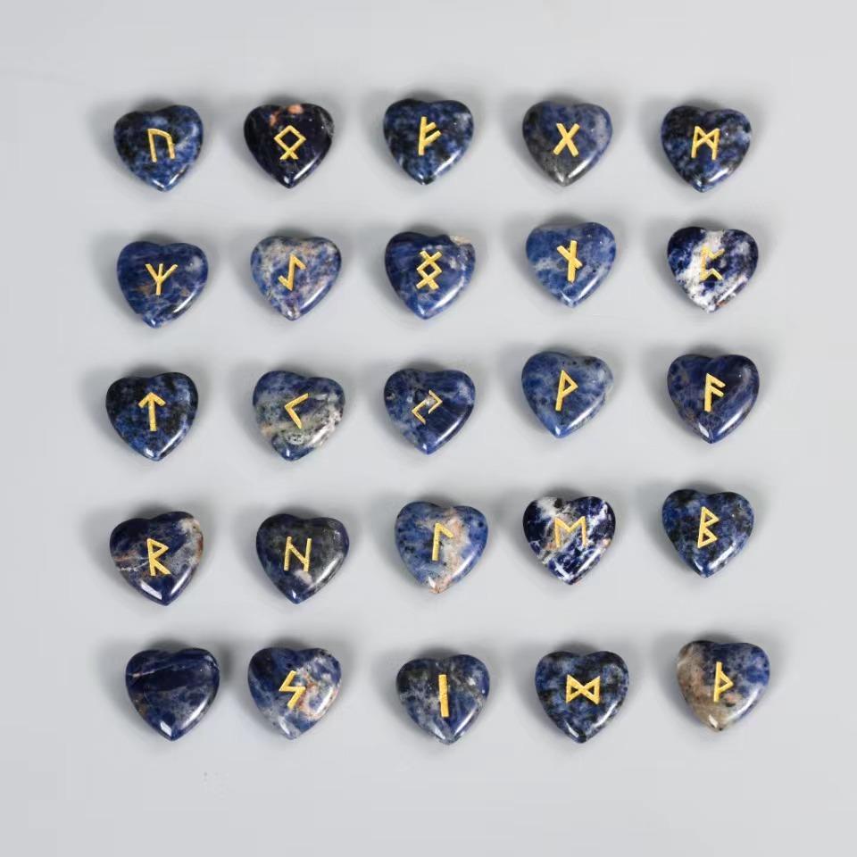 25pcs Per Bag Crystals Healing Stones Natural Reiki Crystal Rune Stone Set