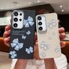 Синий бантовый принт тонкий чехол для телефона Samsung S25 S24 FE S23 Ultra S22 A16 A56 A55 A36 A15 A26 кожаная текстура ударопрочный ТПУ мягкая матовая задняя крышка