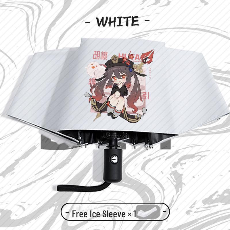 Зонт Genshin Impact Automatic складной с защитой от ультрафиолета для учеников начальной школы - устойчив к ветру, подходит для использования в солнечную и дождливую погоду