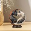1/2Pcs Black White Cat Figurine Chinese Style Yin Yang Art Cat Statue Resin Sculpture Home Office Desktop Decoration Ornament