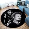 French legendary rock singer and actor Johnny Hallyday Round Carpet Soft Home Decoration Corridor Table and Chair Anti slip Outdoor Floor Mat rug H19