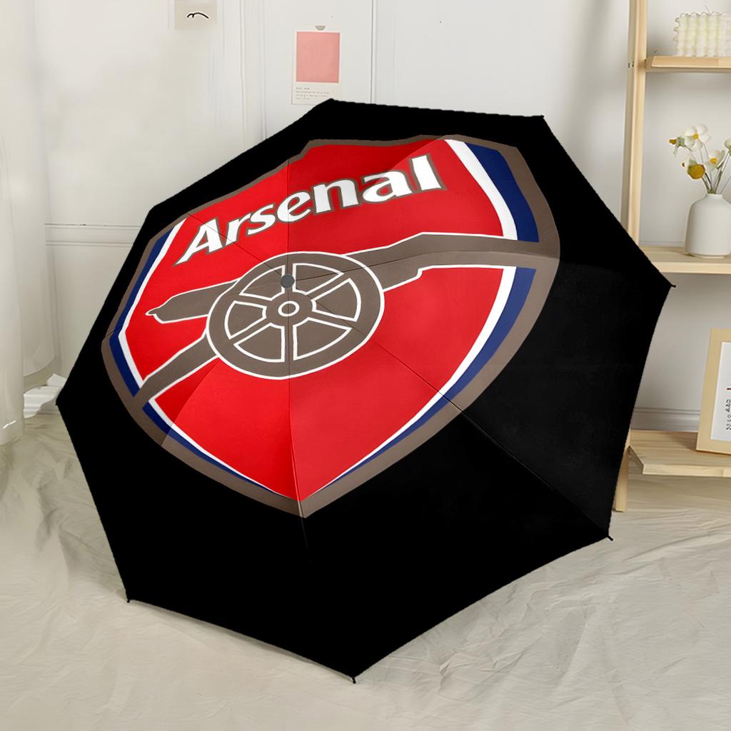 Arsenal Football Club Crest Automatic Umbrella Retractable Design with 8-Rib Durability Sturdy Construction Durable Everyday Carry Umbrella