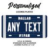 Персонализированный алюминиевый номерной знак Dallas Cowboys Декор для автомобиля Команда Америки Легендарный памятный знак