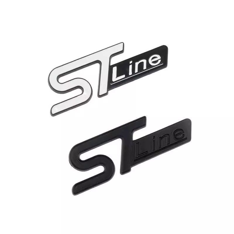 KFLV8 2pcs 3D  ST-Line metal automotive stickers for the  middle grill rear and fender, applicable to Ford  car serials