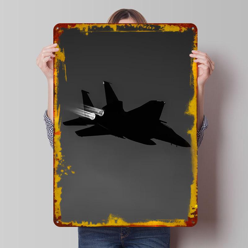 F Eagle in Flight Aesthetic Decoration Room Black and White Metal Poster Customized Wall Art Retro Vintage Tinplate Signs for