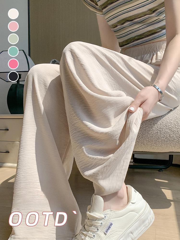 Breathable Pants, High Waisted Casual Straight Leg Pants, Spring and Autumn Wide Leg Pants