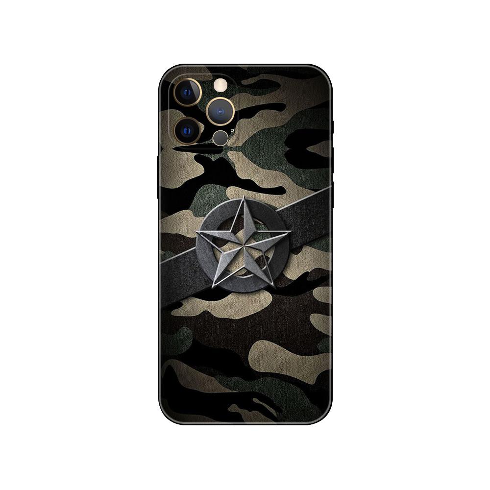 Камуфляжный чехол для телефона в стиле милитари для iphone 14 5S 2020se 6 6s 7 8 plus x 10 XR XS 11 12 13 mini pro MAX, черная задняя крышка из ТПУ