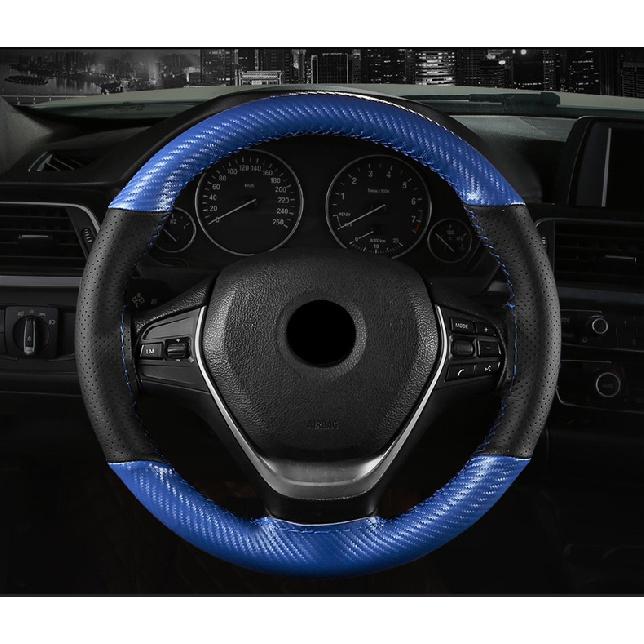 Оплетка автомобильного рулевого колеса, украшение, углеродное волокно, микрофибра, кожа с иголками, чехлы для сращивания ниток, спортивная мода