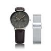 BERING Men's & Women's (Unisex) Watch, Japan Exclusive, Brown Calf Leather & Silver Stainless Steel with Mesh Strap, Sapphire Crystal, Changes 14240-0