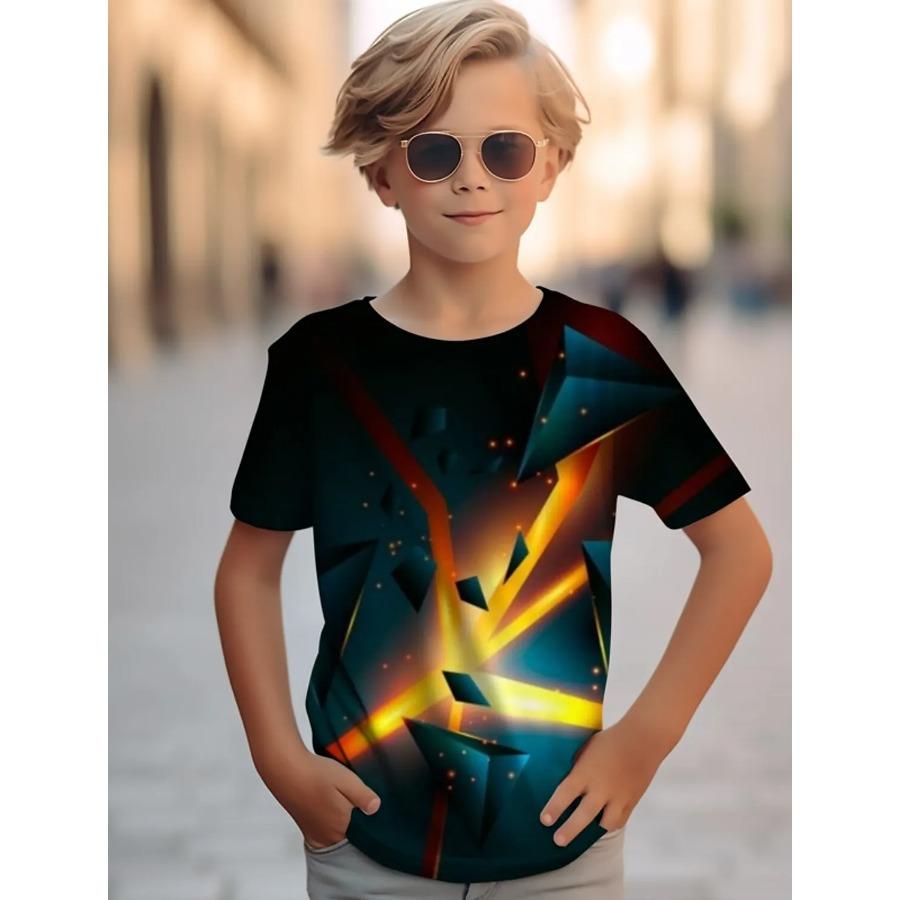 Новая детская футболка с 3D-принтом из мультфильма, симпатичная короткая футболка с круглым вырезом, футболка для мальчиков и девочек с короткими рукавами и 3D-принтом льва, жирафа, волка