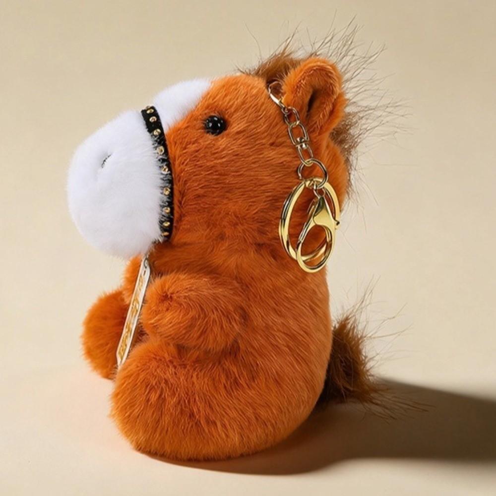 Soft Horse Plush Keychain Cartoon Pony Pendant Plush Toys Horse Year Key Ring  Students Bags