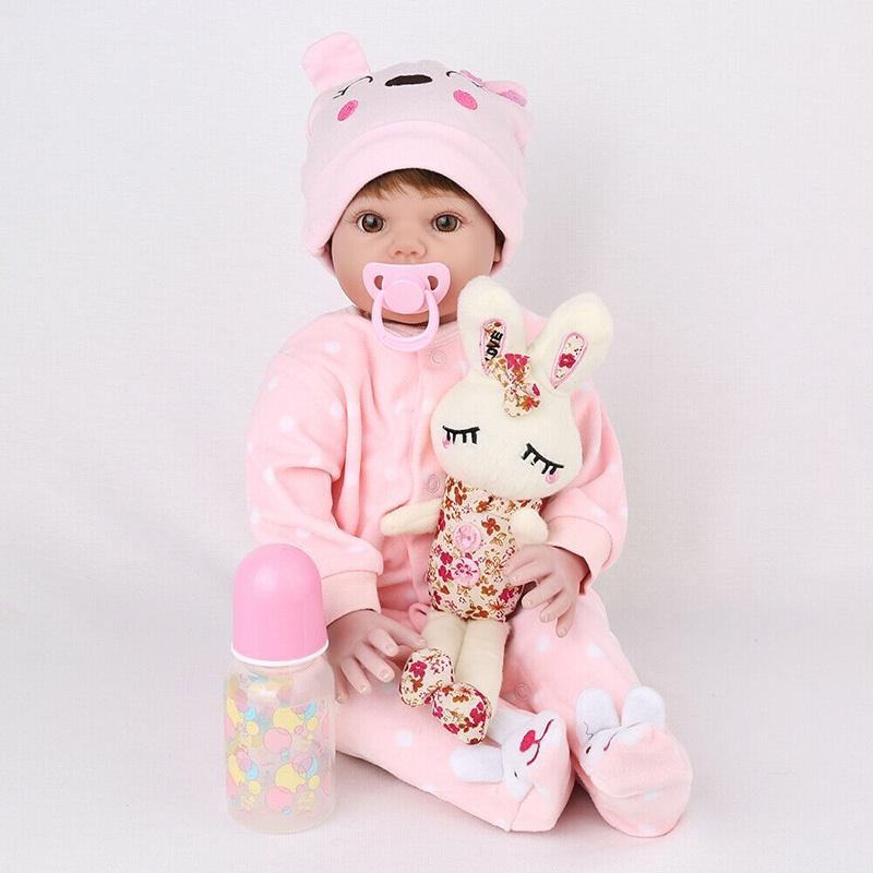 Handmade 20 Inch Soft Vinyl Silicone Reborn Baby Doll With Fair Skin Tone
