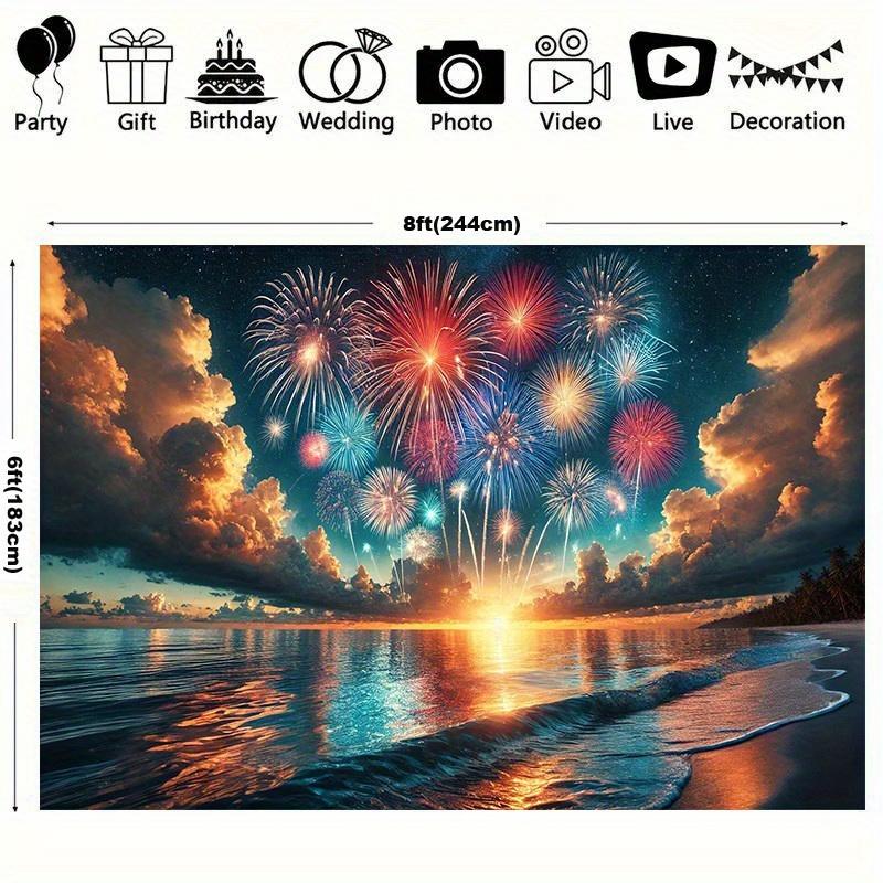 1 piece, ocean and sky fireworks show background cloth, room, photography studio props - suitable for home decoration