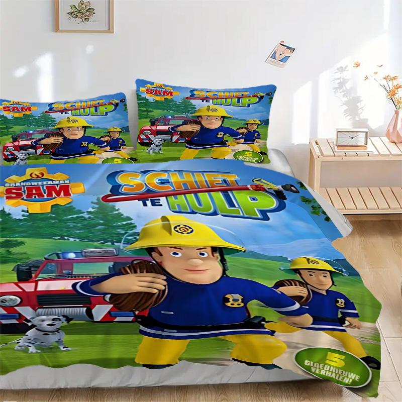 Fireman Sam Shoot Help Print 3Pcs Bedding Setduvet Cover With 2 Bedropillowcase Home Birthday Gift