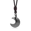 Natural Moon Ring Pendant Silver Black Hematite Bamboo Sporty Long Distance Relationship Couple Necklace Natural Stone Original