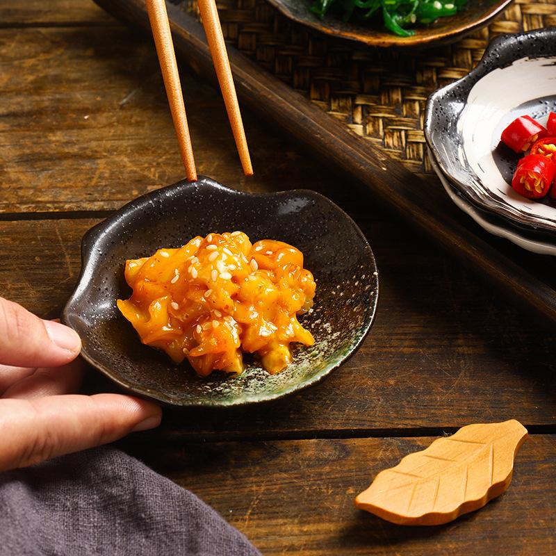 Japanese Shell Dish Dim Sum Pastry Dish Simple Sauce Dish Irregular Ceramic Dish Commercial Tableware