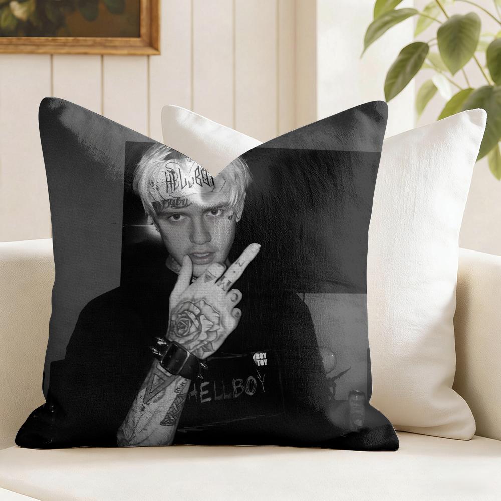 Чехол на подушку с принтом рэпера Lil Peep, натуральный лен, двусторонний, декоративная подушка для дивана, домашний декор