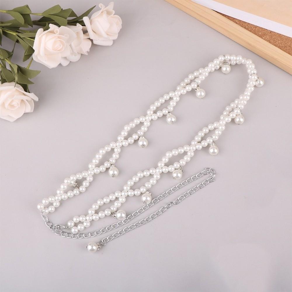 Elastic Buckle Pearl Waist Chain Pearl Decoration Pearl Belt Accessory Dress Accessories