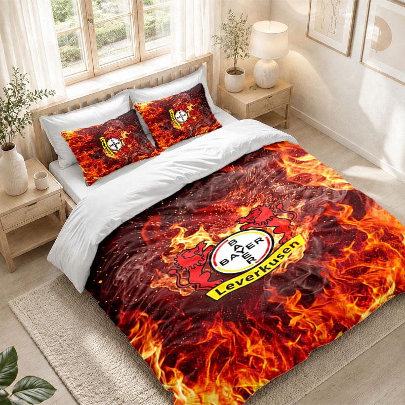 Bedding Set 1 Duvet Cover 2 Pillowcases Bayer Leverkusen Football Print Bedroom Home Decoration