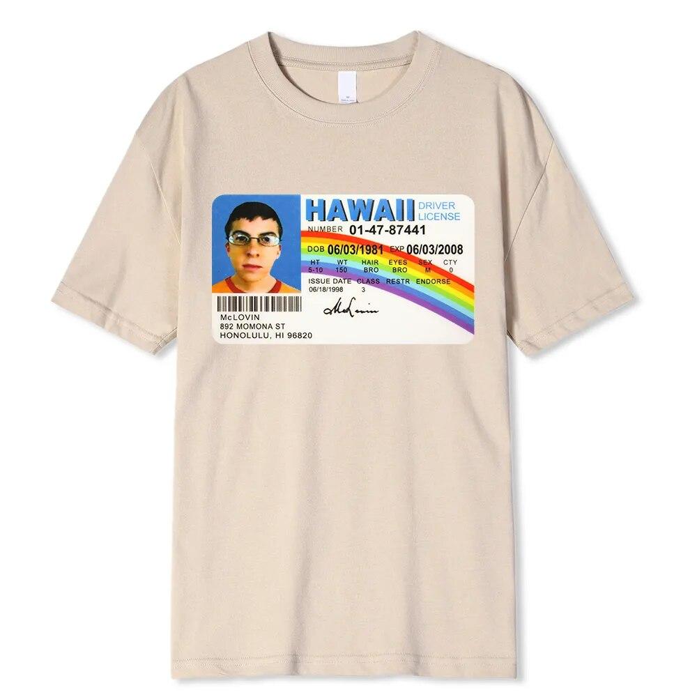 Homme T Shirt Summer Women T-Shirt Mclovin Id Card Superbad Geek Unisex Cotton T-Shirt Unisex T-Shirt Teenagers Cool Soft Clothing