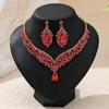 1 Set Necklace Earrings Set Rhinestone Necklace Earrings Prom Wedding Party Bride Symmetric Dangle Earrings Formal Occasions Neck Jewelry Set