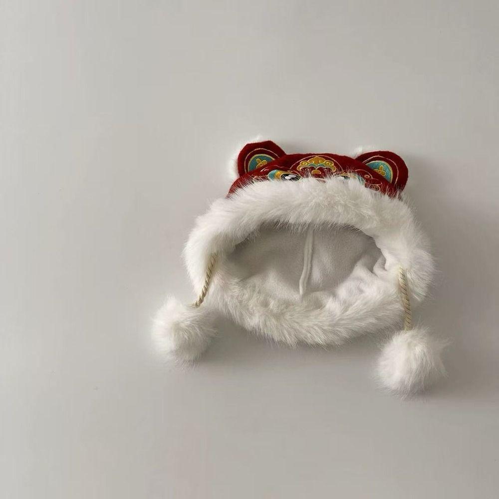 Thickened Children's Lion Dance Hat Ear Muffs Plush Beanies Kawaii Ear Protection Cap  Outdoor
