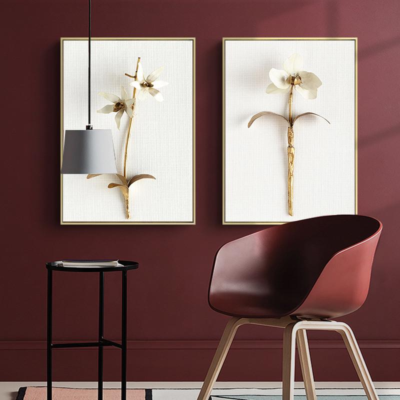 Скандинавский золотой абстрактный лист, цветок, настенное искусство, холст, современная живопись, плакат, печать, настенная картина для гостиной, домашний декор