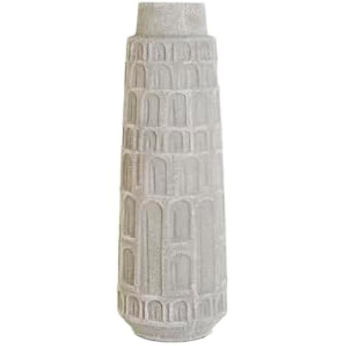 Decorative Vase - HOME ESPRIT - White - Resin - 18 X 18 X 52 Cm - Contemporary Style