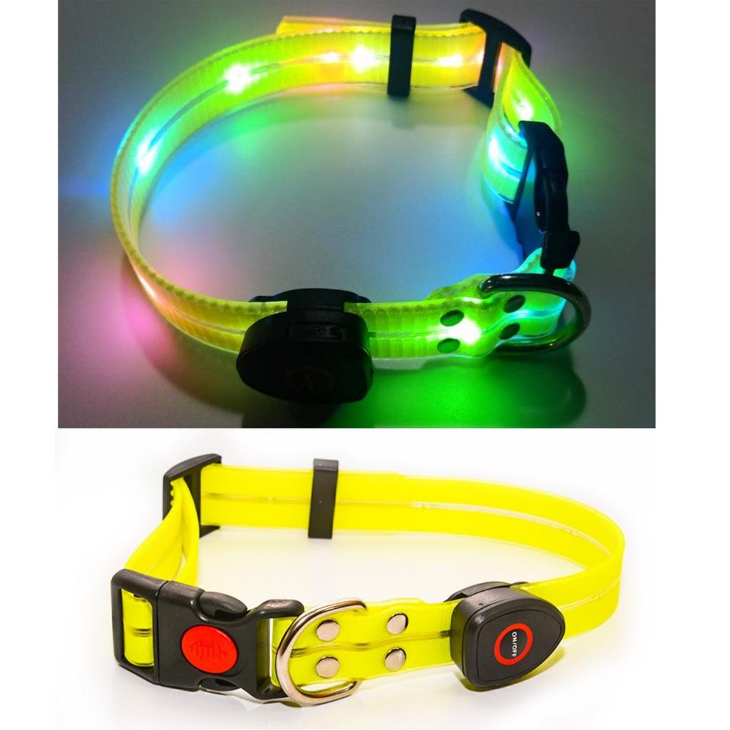 New Adjustable Led Glowing Pet Dog Collar PVC Waterproof Anti Dirty Easy To Clean for Big Small Dogs Puppy Cat Luminous Collar
