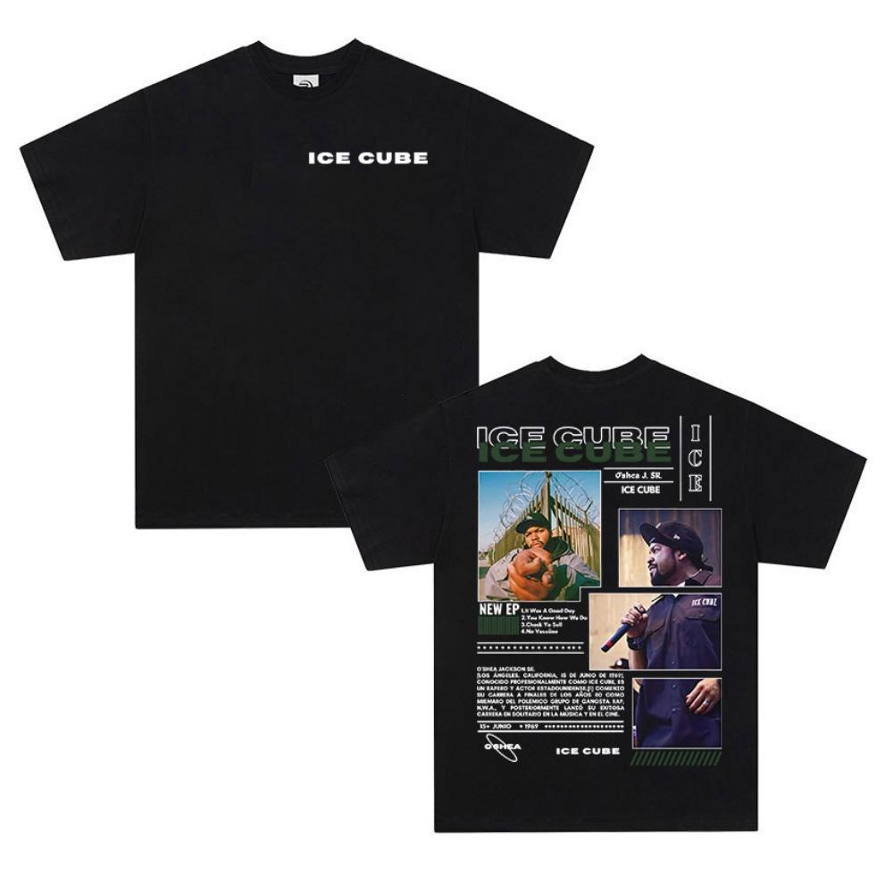 Rap Artist Ice Cube Tour Album Graphic T-shirt Men's Hip-hop Fashion Summer Print Cotton Short-sleeved Y2K