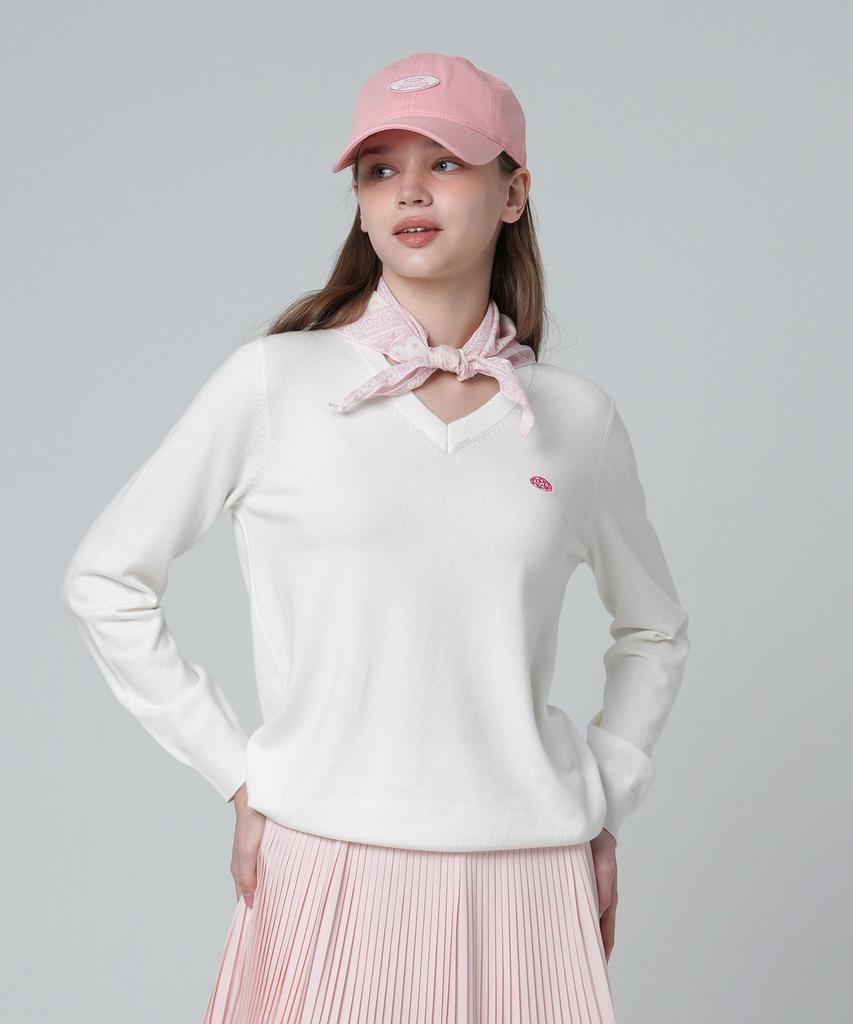 MONBIRDIE GOLF Mark Basic V-Neck Knit Ivory