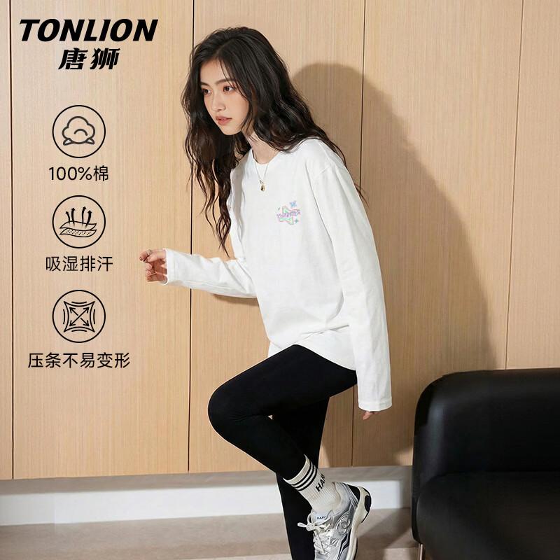 Женская футболка TonLion с длинным рукавом из чистого хлопка