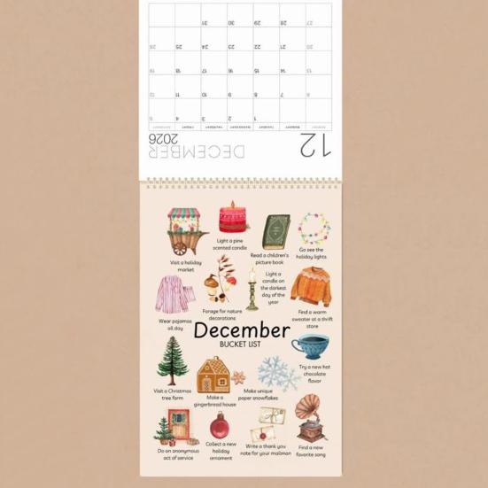 Календарь списка желаний на 2026 год Художественный настенный календарь-планировщик Подвесной месячный календарь Карточка-напоминание о времени для использования дома и в офисе